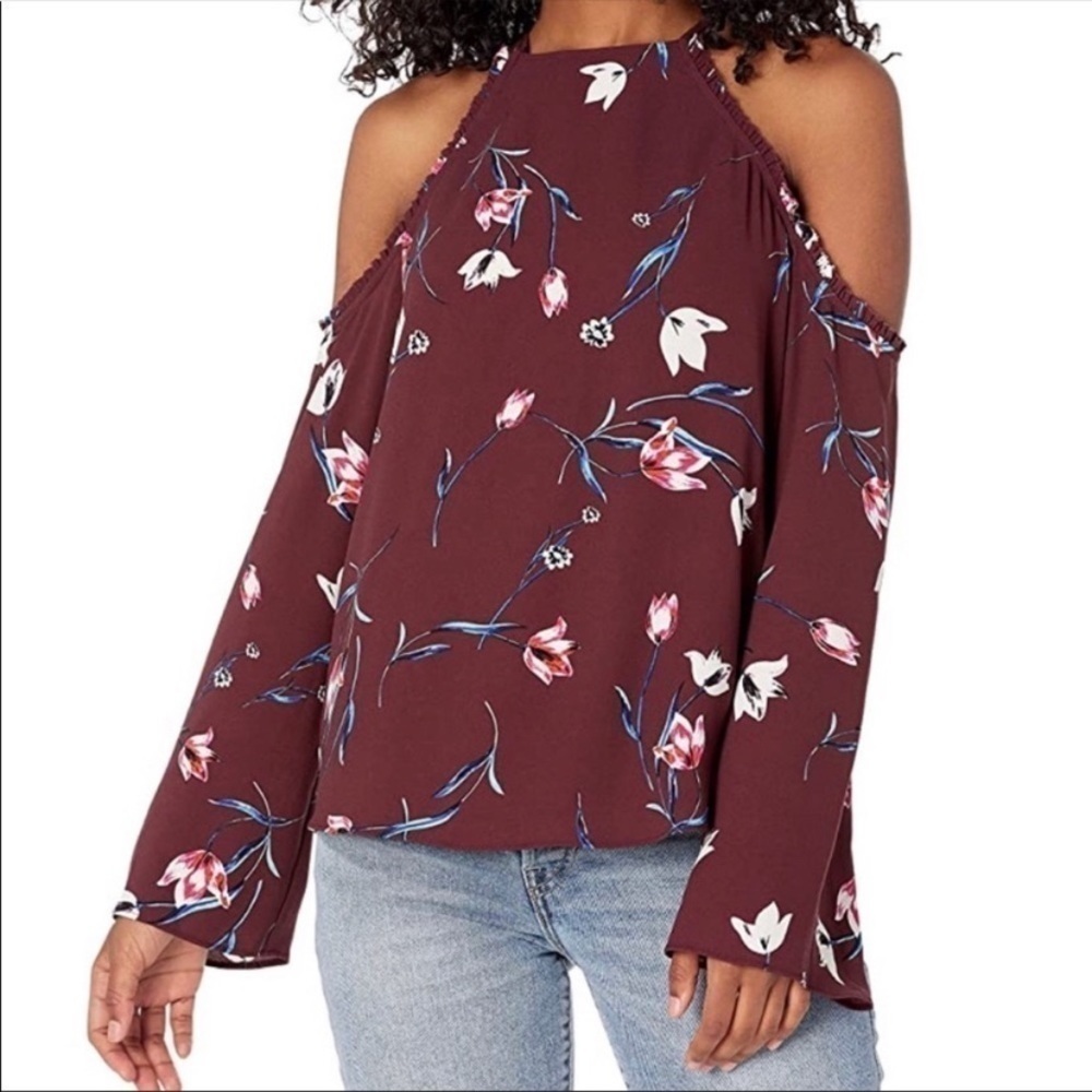 Cooper & Ella Juni Floral Cold Shoulder Halter Blouse